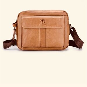 - BULLCAPTAIN Leather Men Leather 10” Zipper Shoulder Bag Travel Messenger…